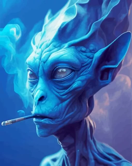 Blue Alien Smoking Diamond Painting