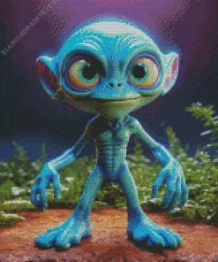 Blue Alien With Big Eyes Diamond Painting