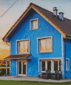 Blue House Diamond Painting