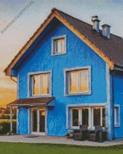 Blue House Diamond Painting