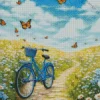 Blue Bike And Butterflies Diamond Painting