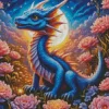 Blue Dragon And Flowers Diamond Painting