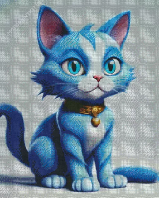 Cartoon Baby Blue Cat Diamond Painting