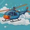 Cartoon Blue And Orange Helicopter Diamond Painting