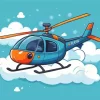 Cartoon Blue And Orange Helicopter Diamond Painting