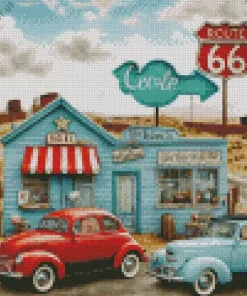 Classic Blue And Red Cars Diamond Painting