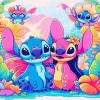 Disney Blue And Pink Stitch Diamond Painting