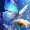 Fantasy Blue Butterfly And Flower Diamond Painting