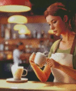 Female Barista Diamond Painting