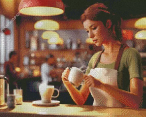 Female Barista Diamond Painting