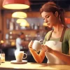 Female Barista Diamond Painting