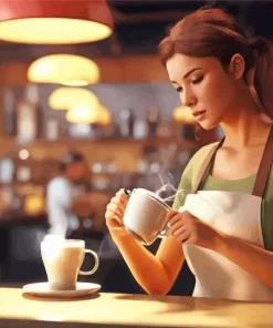 Female Barista Diamond Painting