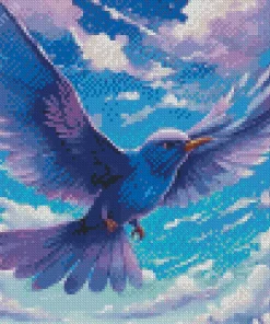 Flying Blue And Purple Bird Diamond Painting