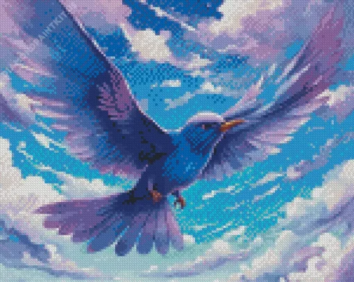 Flying Blue And Purple Bird Diamond Painting