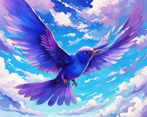 Flying Blue And Purple Bird Diamond Painting