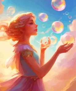 Girl Blowing Bubble Art Diamond Painting