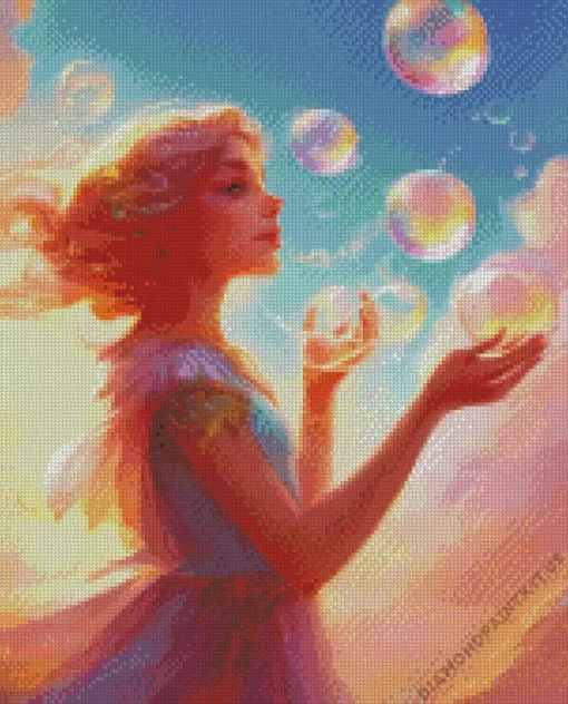 Girl Blowing Bubble Art Diamond Painting