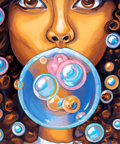 Girl Blowing Bubble Gum Diamond Painting