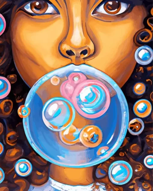 Girl Blowing Bubble Gum Diamond Painting