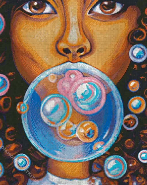 Girl Blowing Bubble Gum Diamond Painting