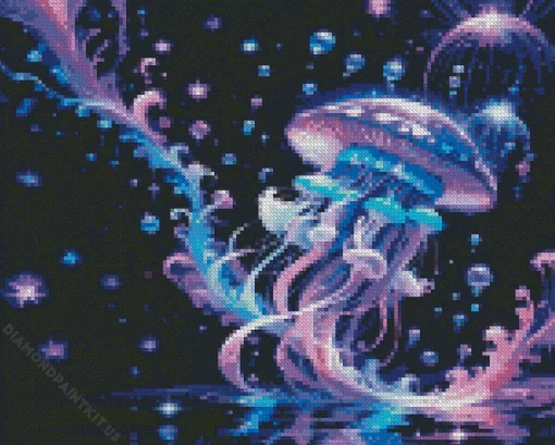 Magical Blue And Purple Jellyfish Diamond Painting