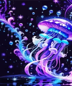 Magical Blue And Purple Jellyfish Diamond Painting