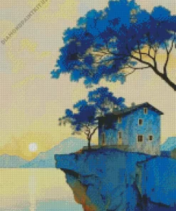 Old Blue House Diamond Painting