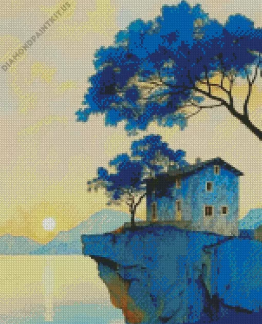 Old Blue House Diamond Painting