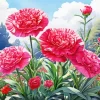 Pink Blooming Carnation Flowers Diamond Painting