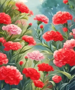 Red Blooming Carnation Diamond Painting