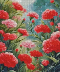 Red Blooming Carnation Diamond Painting