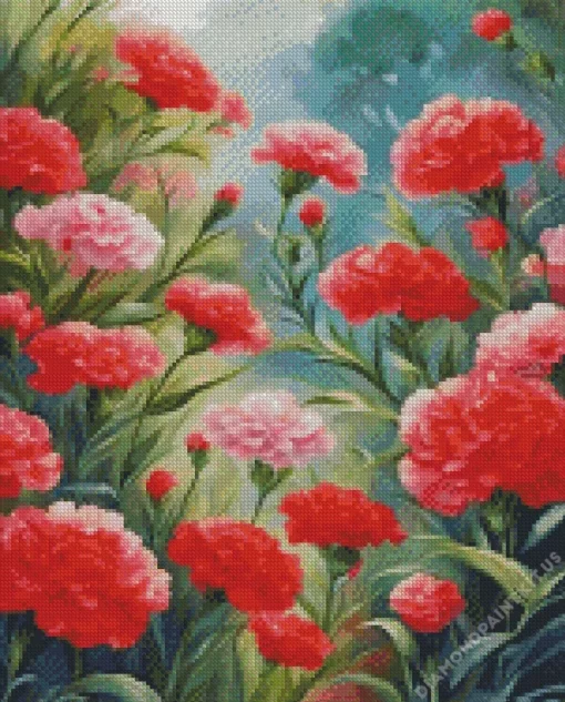 Red Blooming Carnation Diamond Painting