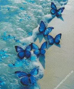 Seaside Blue And Black Butterflies Diamond Painting