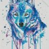 Splatter Blue And Purple Wolf Diamond Painting