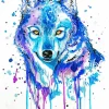 Splatter Blue And Purple Wolf Diamond Painting