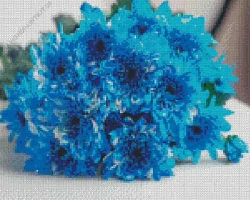 White Blue Chrysanthemum Diamond Painting