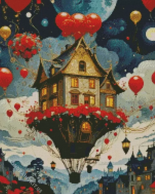 Aesthetic Flying House Art Diamond Painting