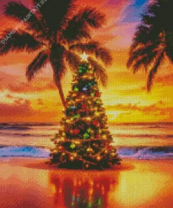 Beach Christmas Tree Diamond Painting