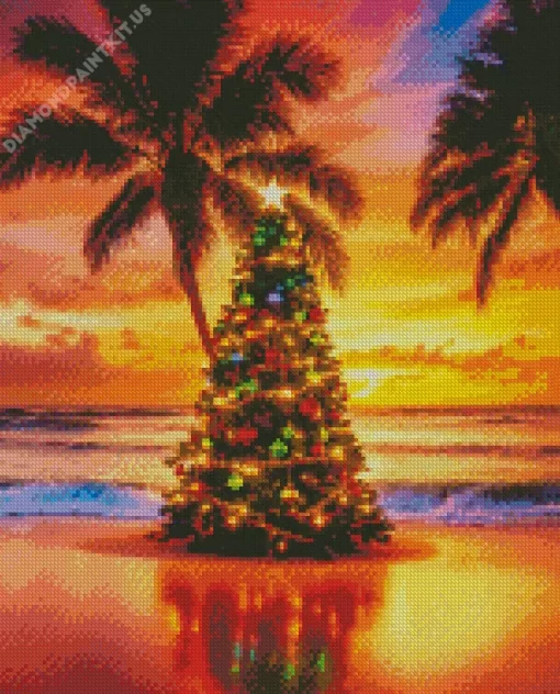 Beach Christmas Tree Diamond Painting