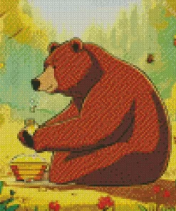 Bear Eating Honey Diamond Painting