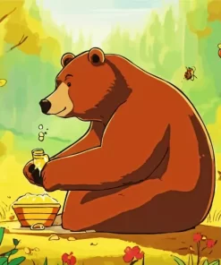 Bear Eating Honey Diamond Painting