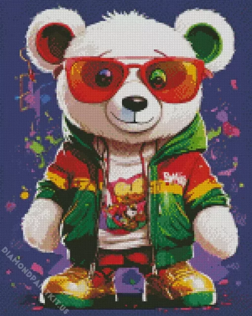 Bear Wearing Glasses Diamond Painting