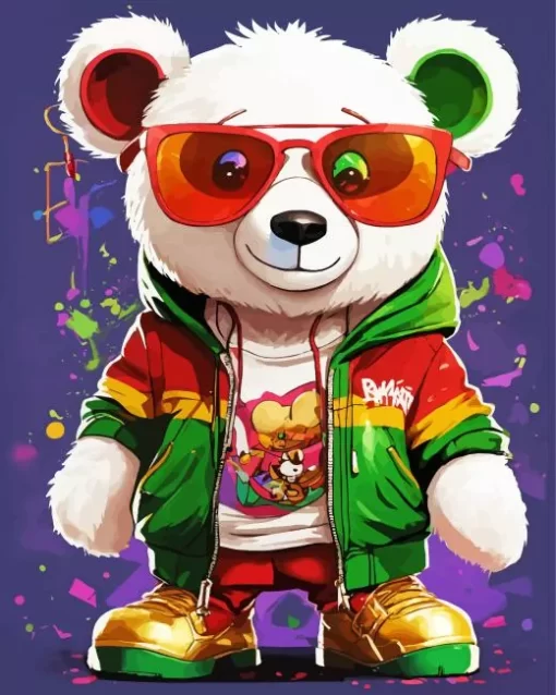 Bear Wearing Glasses Diamond Painting