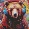 Bear With Headphones Diamond Painting