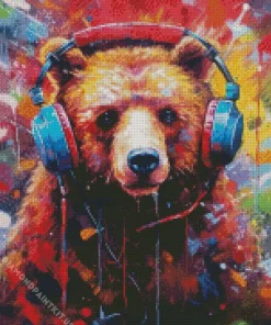 Bear With Headphones Diamond Painting