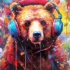 Bear With Headphones Diamond Painting