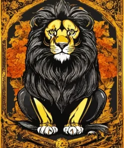 Black And Gold Lion Diamond Painting