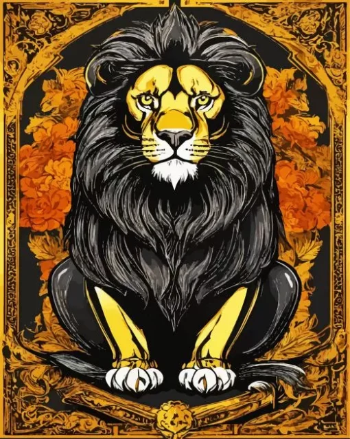 Black And Gold Lion Diamond Painting