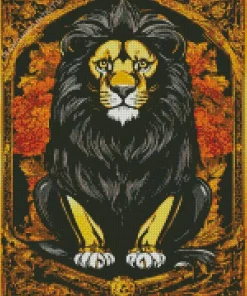 Black And Gold Lion Diamond Painting