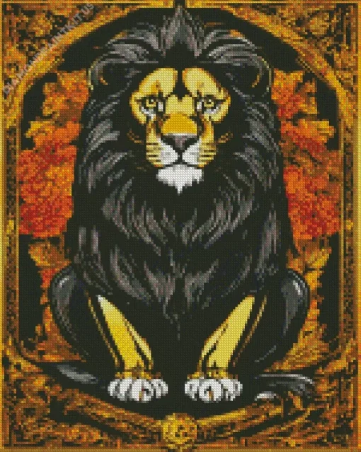 Black And Gold Lion Diamond Painting